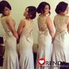 New Arrival Sexy Mermaid Long Bridesmaid Dresses Crew Neck Beading bridesmaids Wedding Party Dress Wed Bridesmaids Gowns Sweep Train