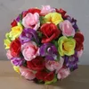 50 cm de seda artificial rosa flores beijando bolas com folhas verdes para casamento enfeites de natal festa decoração suprimentos