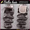 Pacotes brasileiros de Bellahair com fechamento 8-30 Extensões de cabelo humano de trama dupla tecelave ondas corpora
