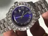 Fabriklieferant DAY-DATE All Diamond Roman Dial Platinum Full Diamond 2813 Movement Mechanical Automatic Mens Watches 41mm Blue Mens Watch