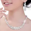 Cheap Crystal Bridal Jewelry Set silver plated necklace diamond earrings Wedding jewelry sets for bride Bridesmaids women Bridal A325u