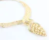 Trendiga 18K guldpläterade kristall afrikanska smycken uttalande halsband örhängen armband ring bröllopsfest present smycken set