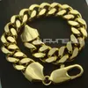 Or jaune 18 carats GF gourmette anneaux chaîne à maillons solide hommes femmes bracelet jonc B147