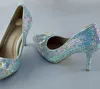 Mode Cendrillon Chaussures Bling Glitter AB Cristal De Bal De Noce Chaussures Bout Pointu Femmes Strass Pompes Talons Hauts Livraison Gratuite