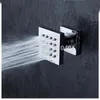 Gros et au détail Chrome Fomosh LED Carré Pluie Douche Robinet Thermostatique Valve Massage Jets Pulvérisateur + Douche À Main