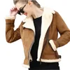 Bruin Shearling Sheepskin Jassen Dames Herfst Winter Womens Coffeelambs Wol Korte Biker Faux Lederen Suede Jassen JS3010