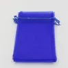 100pcs sacs-cadeaux en organza bleu saphir 20x30 cm / 4 pouces avec cordon de serrage (003585)