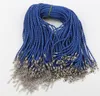 100pcs/lot 9Colors Braided Black Royal Blue Pink Leather Clasp Knit Chains Necklaces 0.3x46cm Jewelry DIY