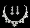 Bruiloft sieraden stralende nieuwe goedkope 2 sets strass bruids sieraden accessoires kristallen ketting en oorbellen voor prom pageant party