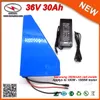 Batterie de vélo électrique Triangle 36V 18650 Samsung Cellule Lithium Li Ion Ebike Batterie avec chargeur 2A 42V 30A BMS