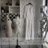 Старинные кружева чешские свадебные платья французские кружева с длинным рукавом свадебное платье Boho с открытой спиной длиной до пола свадебное платье vestido de noiva