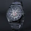 Nieuwe 2021 Mode Winnaar Skelet Mannen Militaire Business Clock Rvs Mechanical Self Wind Polskleding Gold Luxury Horloge