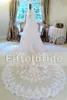 Op maat gemaakte witte kant bruiloft sluiers 2016 van Eifflebride met verfraaide prachtige applique ongeveer 3 meter kathedraal lange bruidssluiers