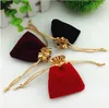 Velvet Drawstring Pouches Bags gold side flannel bags Gift bag Flocked jewelry pouch Favor Holders velvet drawstring bag multi color