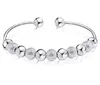 Sterling Silver Plaqué Manchette Bracelet Bracelets Bonne Chance Chanceux Perles Anti allergie Main Bijoux pour Femmes Vente 20pcs / lot