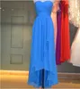 Yeni Yüksek Düşük İmparatorluğu Şifon Gelinlik Modelleri Sevgiliye Straplez Balo Elbise Uzun Dantelli Hi-Lo Elbise