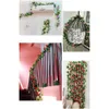 2PC Artificial Fake Silk Rose Flower Ivy Vine Hanging Garland Wedding Home Decor Party Decoration