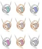 Wedding Brand Fashion Austrian Crystal Rhinestones Zircon Float Floating Heart circle snake chain Necklace pendant jewelry 14 Colors