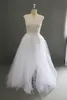 Charmig Paolo Sebastian Vit Bröllopsklänningar Front Split Puffy Kjol Satin Sash Crew Beaded See Through Sexy Bridal Gowns