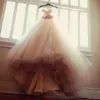 Charming blush cor-de-rosa vestido de esfera vestidos de casamento apliques faixa frisada flor amor sem mangas país vestido nupcial