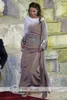 シルバー長袖イスラム教徒のイブニングドレスクリスタルサッシアラビアポームドレス