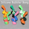 Tubo per l'acqua in silicone dal design unico Tubo per l'acqua per fumatori Tubo per bolle bong Tubi per sigarette riutilizzabili con ciotola in vetro Bong per bolle in silicone