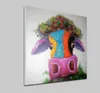 Ręcznie malowane Decor Cow Art Painting na płótnie zwierzę obrazki farby do dekoracji domu wsparcie Dropshipping Square