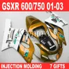 7 Gåvor Injektionsgjutning för Suzuki GSXR 1000 Fairings All Matte Black 2000 2001 2002 K2 GSXR1000 Fairing Kit 00 01 02 G2U98