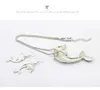 Nieuwe Punk Style 18kgp / 925 Silver LifeFe Drip Rainbowful Stoute Dolphin Shape Sieraden Set Legering Ketting Oorbellen Accessoires Voor Vrouwen