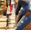 Jeans strappati nuovi jeans strappati lunghi pantaloni jeans strass con fori matita pantaloni leggings donna per le donne