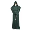 남녀를위한 테마 의상 중세 중세 남성 사제 코스프레 Mantale Hood Cloak Monk Cowl Robes Cross 목걸이 세트와 의상