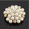 Vintage Silver Tone Faux Pearl&Crystal Flower Pin Brooch Wedding Costume Broach B028 Vintage Imitation Pearl Flower Bridal Bouquet3180