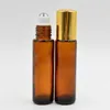 7 Färgglasrulle på flaskan 10 ml (1 / 3oz) Essentiell olja Tomma aromaterapi parfymflaskor med metallrullboll Partihandel i USA Storbritannien