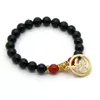 Bracelet en pierre d'agate noire naturelle pour hommes et femmes, nouveaux produits, 8mm, perles inspirées de l'om, Yoga, méditation, bijoux, vente en gros