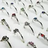 Big Promotion 100pcs Mix Color Czech Rhinestones Silver Plated Women Rings Wholesale Fashion Jewelry Lots A-067