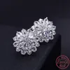 Vecalon Female Flower earrings Crystal Diamond 925 Sterling silver Party wedding Stud Earrings for women Fine Jewelry