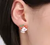 Christmas Bells Stud Earrings Korea Fashion Exquisite Diamond Rhinestone Stud 18mm 5g Christmas Gift White Red Color