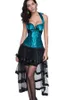 Women's Sweetheart Halter Bowknot V Neck Overbust Corset Bustier and Hi-Low High Low end Layered Mesh Skirt Costume