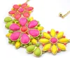 Mode guldpläterad legeringshart 4 färger Big Flower Choker -halsband