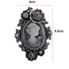 Retro y elegante reina victoriana Lady Cameo Broche Antique Silver Plate Flower Broche Broche Broche Pins Mujeres Regalo