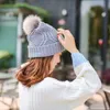 Winter Woman's Cap With Faux Fur Pom Pom Twist Geometric Knitted Cpas Solid Crochet Beanies Skullies Hats