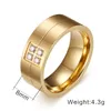 Titanium Steel Men Men Women Lovers Ring Classic Classic Cubic Циркония свадьба 18 тыс. Золотые кольца Размер 6-14