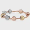DORAPANG Nuovo 2017 100% 925 sterling silver rose gold ensemble fascino perline abito classico con braccialetto regalo amante braccialetto fai da te