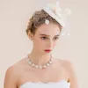 Vintage bruiloft haaraccessoires fascinators met sluier mesh kant bloemen bruiloft hoofdeces vintage vogelkooi sluier haar bloemen