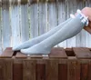 neue Häkelspitzenbesatz aus Baumwollstrick-Beinwärmerstiefel Womem Lange Baumwollsocken Kniehohe lange Socken Beinwärmerstrumpf kostenloser Versand auf Lager