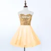 2019 Fashion Sequins Homecoming Dresses Pet Mini Tiered Tulle axelpaklöst guldrosa lila vit svartblå billig kort prom Gown2044239