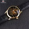 Forsining Design classico retrò Numero romano Display Custodia trasparente Scheletro meccanico Orologio da uomo Orologio Top Brand di lusso Clcok251D