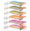 Luminous wooden shrimp squid lure 2# fishing hooks 8cm 5.5g 6colors Squid Jigs Cuttlefish crankbait Artificial Shrimp Bait