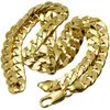 Mäns cool 60 cm 18k Guldfylld 9mm guldton Curb Chain Halsband N323 65G271B