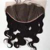 Closure Mongolian hair lace frontal closure body wave 13x6 with free part bleached knots virgin ear to ear lace frontal closure